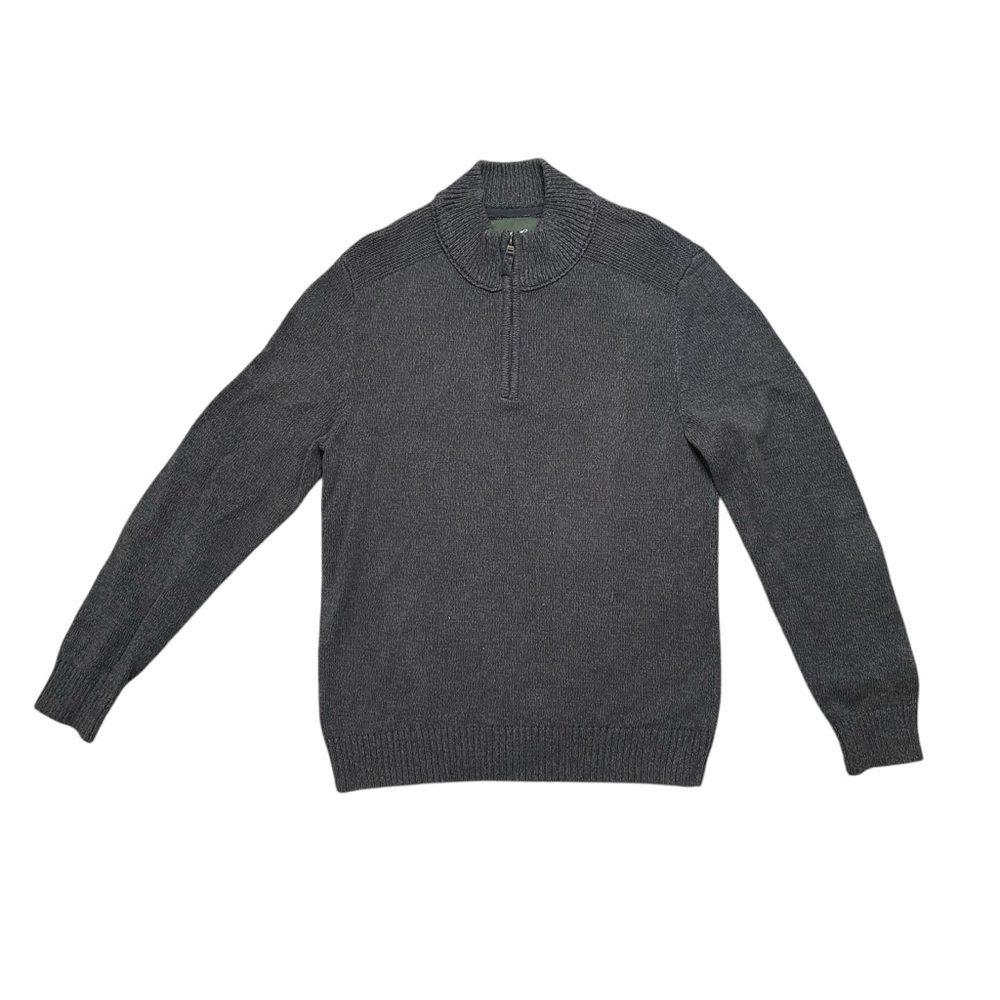 Eddie Bauer Men’s TXL Gray Quarter Zip Cotton Knit Pullover Sweater